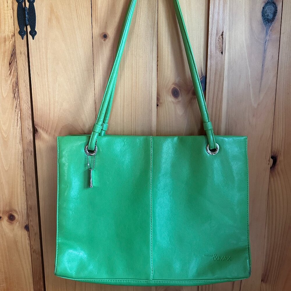madison & Max Large Spring Green Double  Handle Purse/Tote - 15” x 11” x 4”